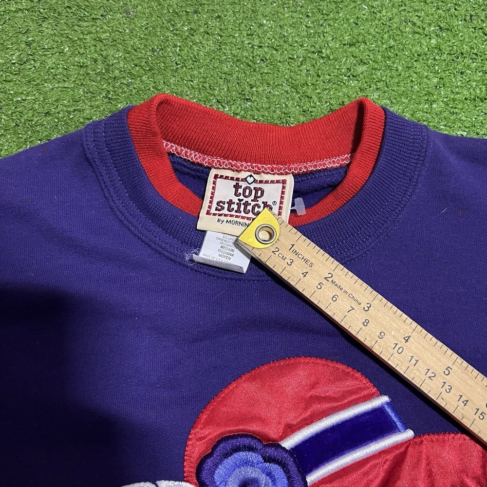 Vintage Grandma Sweater Md Crew Neck Mock Neck Purple Morning Sun Top Stitch USA - Picture 3 of 6